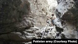 Pakistan's army released the following picture to media of what it says is the cave in Mastung where militants were holed up. 