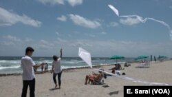 To commemorate her birthday, Alyssa Alhadeff’s friends and family flew kites with personalized messages to her at Deerfield Beach, Florida, May 1, 2018.