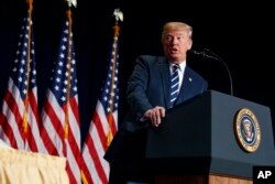 FILE - President Donald Trump speaks during the National Prayer Breakfast, Feb. 8, 2018, in Washington.