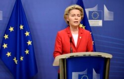 Presiden Komisi Eropa Ursula von der Leyen, di markas Uni Eropa, Brussel, 1 Oktober 2020.