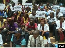 Participants in teachers strike in Yaounde, Cameroon, March 27, 2017. (Photo: Moki Edwin Kindzeka for VOA)