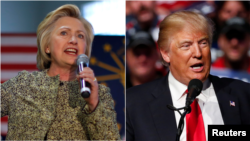 U.S. presidential candidates Hillary Clinton (L) and Donald Trump are seen speaking at campaign rallies. Polls show both locked in a virtual dead heat, with a majority of voters viewing both of them unfavorably.