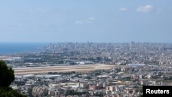 A view shows Beirut-Rafic Al Hariri International Airport, as seen from Deir Qoubil
