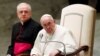 FILE - Pope Francis looks on during the weekly general audience in the Paul VI Hall, at the Vatican, Oct. 6, 2021. 