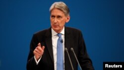 Le ministre des Finances du Royaume Uni Philip Hammond à Manchester, Grande Bretagne, 2 octobre 2017.