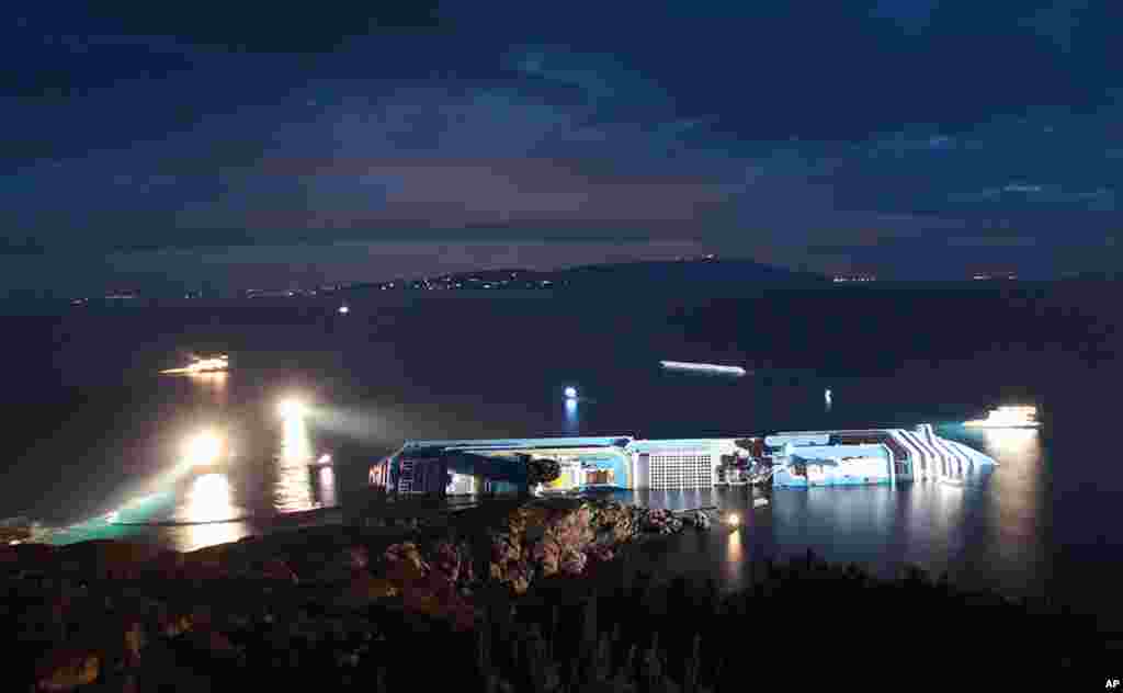 The rescue operation was called off mid-afternoon Monday after the ship shifted a few inches in rough seas. A significant shift could cause a massive fuel leak. (AP)