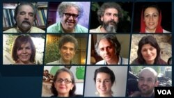 بالا از راست: مریم اکبری منفرد، کیوان باژن، بکتاش آبتین و رضا خندان مهابادی / وسط از راست: زینب جلالیان، علیرضا علینژاد،‌ فرهاد میثمی و منیره عربشاهی / پایین از راست:‌ حامد قره‌اوغلانی، نیلوفر بیانی، و ناهید تقوی