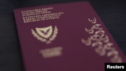 Photo illustration of a Cypriot passport, October 12, 2019.