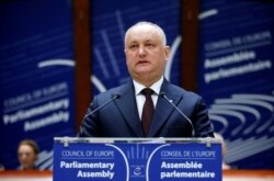 Moldova's President Igor Dodon addresses the Parliamentary Assembly of the Council of Europe in Strasbourg, France, Jan. 29, 2020.