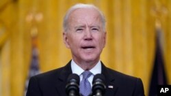 조 바이든 미국 대통령이 지난달 17일 백악관에서 신종 코로나바이러스 백신 해외 지원 계획을 밝혔다.