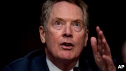 로버트 라이트하이저 미 무역대표부(USTR) 대표는 17일 미 상원 청문회에서 미국 무역에 관련해 발언을 했다. 같은 날 하원 청문회에서 미국은 세계무역기구(WTO)의 "낡은 관세 설정" 문제를 바로 잡을 것이라고 말했다.