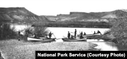 John Wesley Powell's group during their second expedition of the Grand Canyon, 1871.