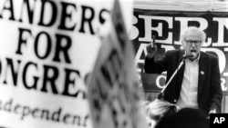 Bernie Sanders holds a rally to kick off his run for U.S. Congress in Burlington, Vt. in this Sept. 16, 1988, file photo.