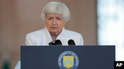 Menteri Keuangan AS Janet Yellen hadir dalam konferensi pers menjelang pertemuan menteri keuangan negara anggota G20 di Sao Paulo, Brazil, pada 27 Februari 2024. (Foto: AP/Andre Penner)