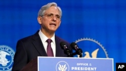 FILE - Attorney General nominee Merrick Garland speaks at The Queen theater in Wilmington, Del., Jan. 7, 2021. 