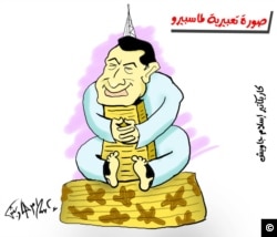 "An expressionist photo of Maspero." Maspero is the Egyptian TV and Radio building, seen here with Mubarak wrapped around it. (Islam Gawish)