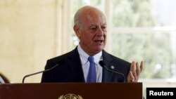 Utusan PBB untuk Suriah, Staffan de Mistura di Jenewa, Swiss (14/3). 