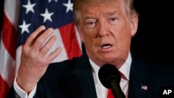 Republican presidential candidate Donald Trump speaks during a town hall with the Retired American Warriors, Oct. 3, 2016, in Herndon, Va. 