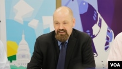 FILE: Arend Zwartjes, public affair officer of the US Embassy in Cambodia talks to reporters in the launching ceremony of American Center in the US Embassy in Phnom Penh, Cambodia on February 27, 2018. (Tum Malis/VOA Khmer)