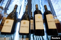 Wine bottles of Domaine de Bargylus are displayed in Beirut, Sept. 3, 2014.