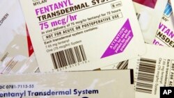 FILE - Different brands and dosages of fentanyl patches are seen, April 26, 2006. Although initially driven by prescription drugs, most opioid deaths now involve illicit drugs, including heroin and fentanyl.