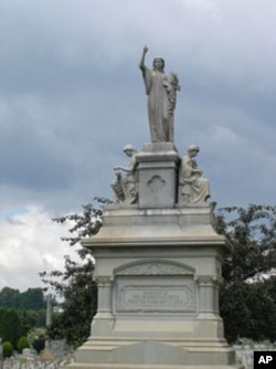 This monument to unknown victims - there were 777 unidentified - stands at a national park commemorating the Great Flood in Johnstown.
