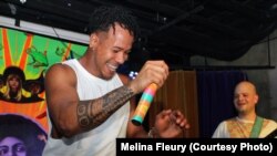 Brazilian musician and artist Caique Vidal performs during a Carnaval celebration in Washington, D.C. 