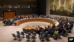 Le Conseil de sécurité des Nations Unies vote une résolution lors d'une réunion au siège à New York, le 2 mars 2016.