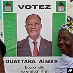 Poster of Ivory Coast opposition leader Alassane Ouattara, 25 Nov 2010.