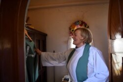 Reverend Helen Ferguson from Broken Hill prepares for a church service at the Holy Trinity Menindee Anglican Parish in Menindee, Australia, Sept. 1, 2019.