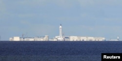 Chinese structures are pictured on the disputed Spratlys island in South China Sea, April 21, 2017.