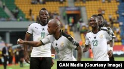 Des joueurs ghanéens célébrant un premier but