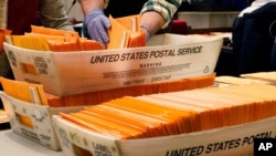 Arhiva - Izborni zvaničnici sortiraju glasove na daljinu i rane glasove tokom brojanja glasova u Gradskoj kući Bostona, 2. novembar 2020.