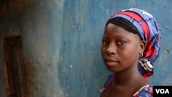 Saratu,19, managed to jump of the truck and escape the insurgents. (Katarina Höije/VOA)