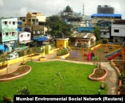 A handout photo shows a view of Lotus Garden, that was redesigned by residents who desired a clean and safe space for their recreational use, one of a handful of projects featuring community involvement in Mumbai, India.