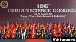 انڈین سائنس کانفرنس (3 تا 7 جنوری 2019) کے سائنس دانوں کا ایک گروپ فوٹو ۔ 