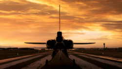 Boom Supersonic’s demonstrator aircraft XB-1 is seen parked at an airfield in Denver, Colorado in an undated photograph released on October 7, 2020. (Boom Supersonic/Nathan Leach-Proffer/Handout via Reuters)