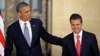 President Barack Obama and Mexico's President Enrique Pena Nieto (r) leave after a joint news conference in Mexico City, May 2, 2013. 
