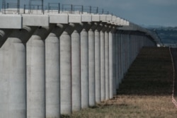 A picture taken on June 23, 2018 shows piers for a railway bridge at the construction site of Standard Gauge Railway (SGR) in Nairobi National Park.