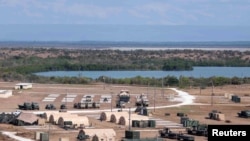 Newly erected holding tents for detained migrants are seen at Naval Station Guantanamo Bay