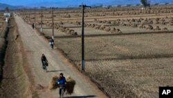 북한 황해북도 사리원 인근 농촌 풍경 (자료사진)