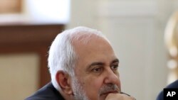 Iranian Foreign Minister Mohammad Javad Zarif attends a meeting with his Japanese counterpart Taro Kono, in Tehran, Iran, June 12, 2019. 