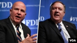 پومپیو (راست) و مک ماستر (چپ) از سیاست های ایران در منطقه شدیداً انتقاد کردند.