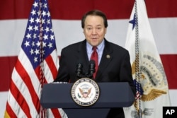 FILE - Rep. Pat Tiberi, R-Ohio, speaks at DynaLab Inc. in Reynoldsburg, Ohio, April 1, 2017.