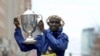 Lawrence Cherono après avoir remporté le 123e marathon de Boston, le 15 avril 2019. 