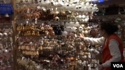 Bronner's CHRISTmas Wonderland has thousands of different styles of tree ornaments. (E.Celeste/VOA)