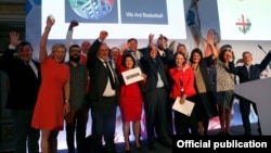 საქართველოს დელეგაცია მიუნხენში FIBA-ს არჩევანს ზეიმობს