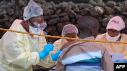 Mosali ya bokolongono azali kopesa mangwele ya Ebola na elenge mobali na Goma. Nord-Kivu, 1 août 2019.