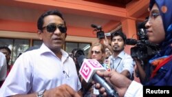 Progressive Party of Maldives presidential candidate Abdulla Yaamin after casting his vote, Male, Nov. 9, 2013.