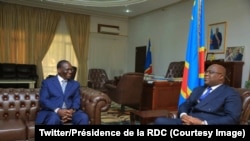 Premier ministre ya sika Sylvestre Ilunga Ilunkamba na masolo na président Félix Tshisekedi na Cité ya Union africaine, Kinshasa, 20 mai 2019. (Twitter/Présidence de la RDC)
